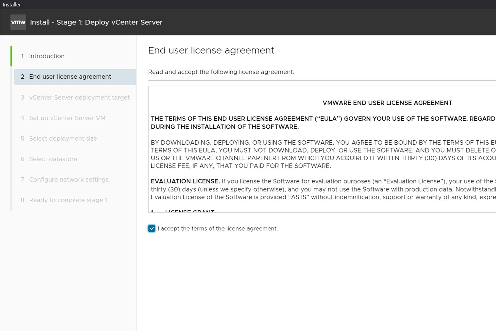 نصب VMware vCenter Server مرحله چهارم