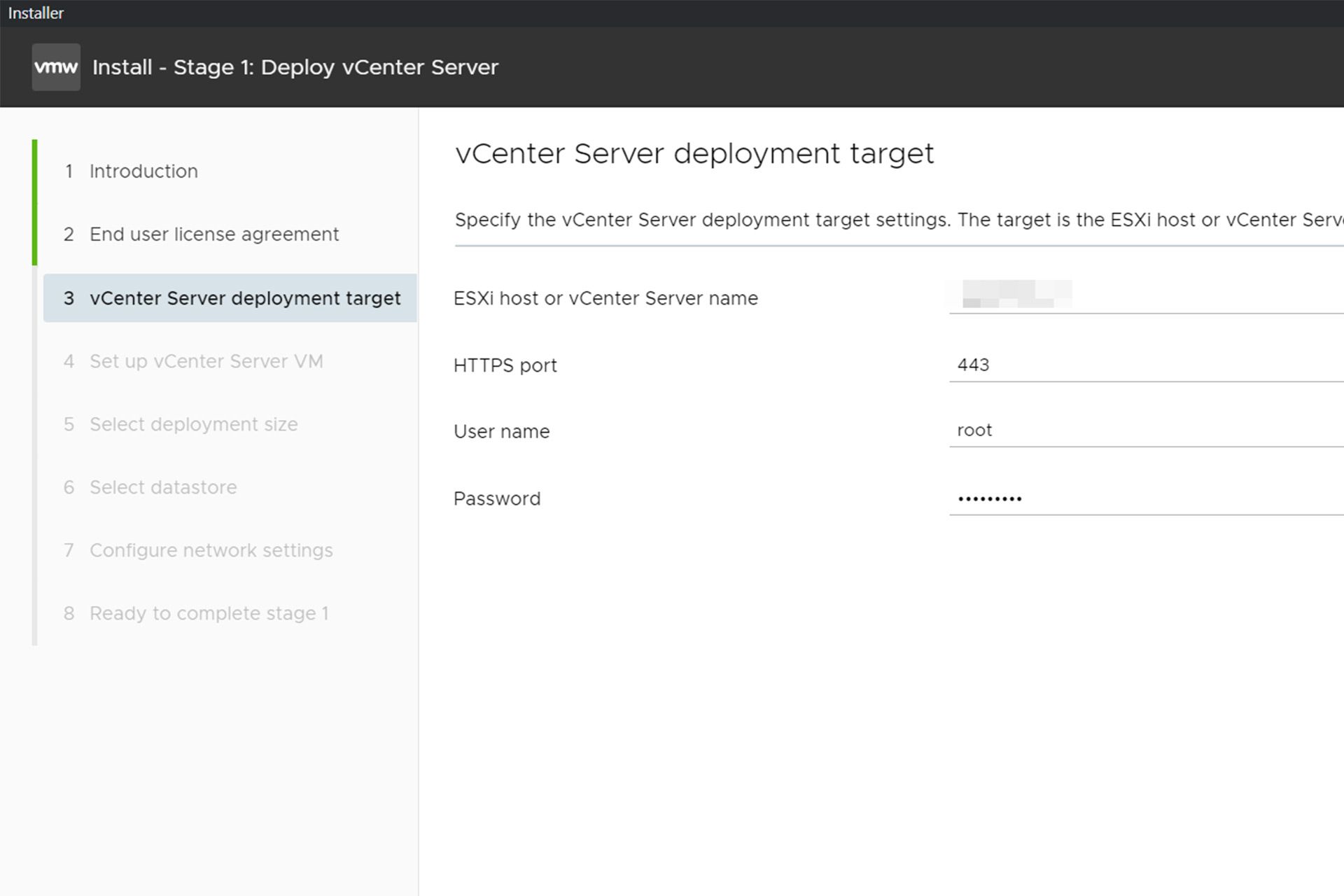 نصب VMware vCenter Server مرحله پنجم