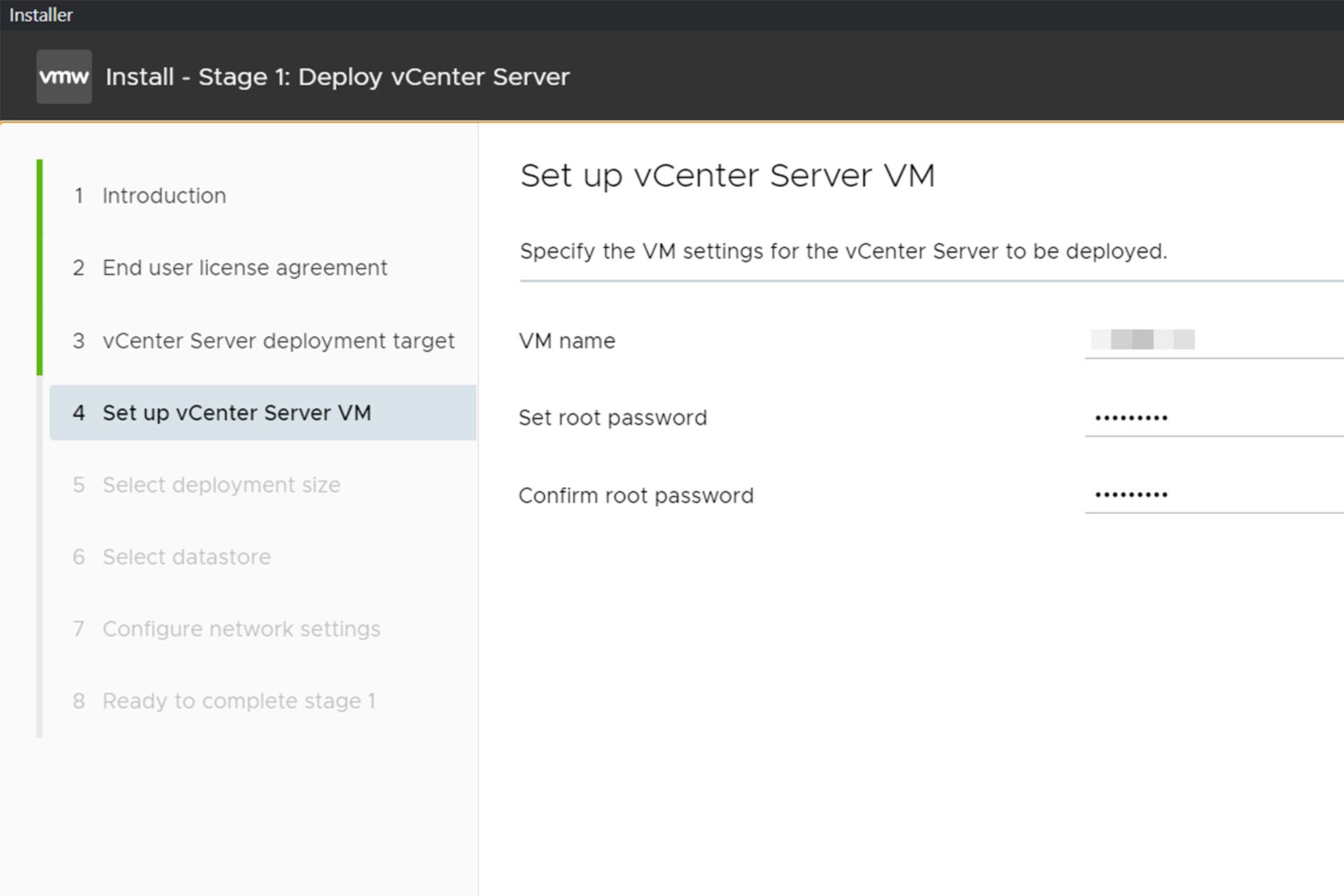 نصب VMware vCenter Server مرحله هشتم