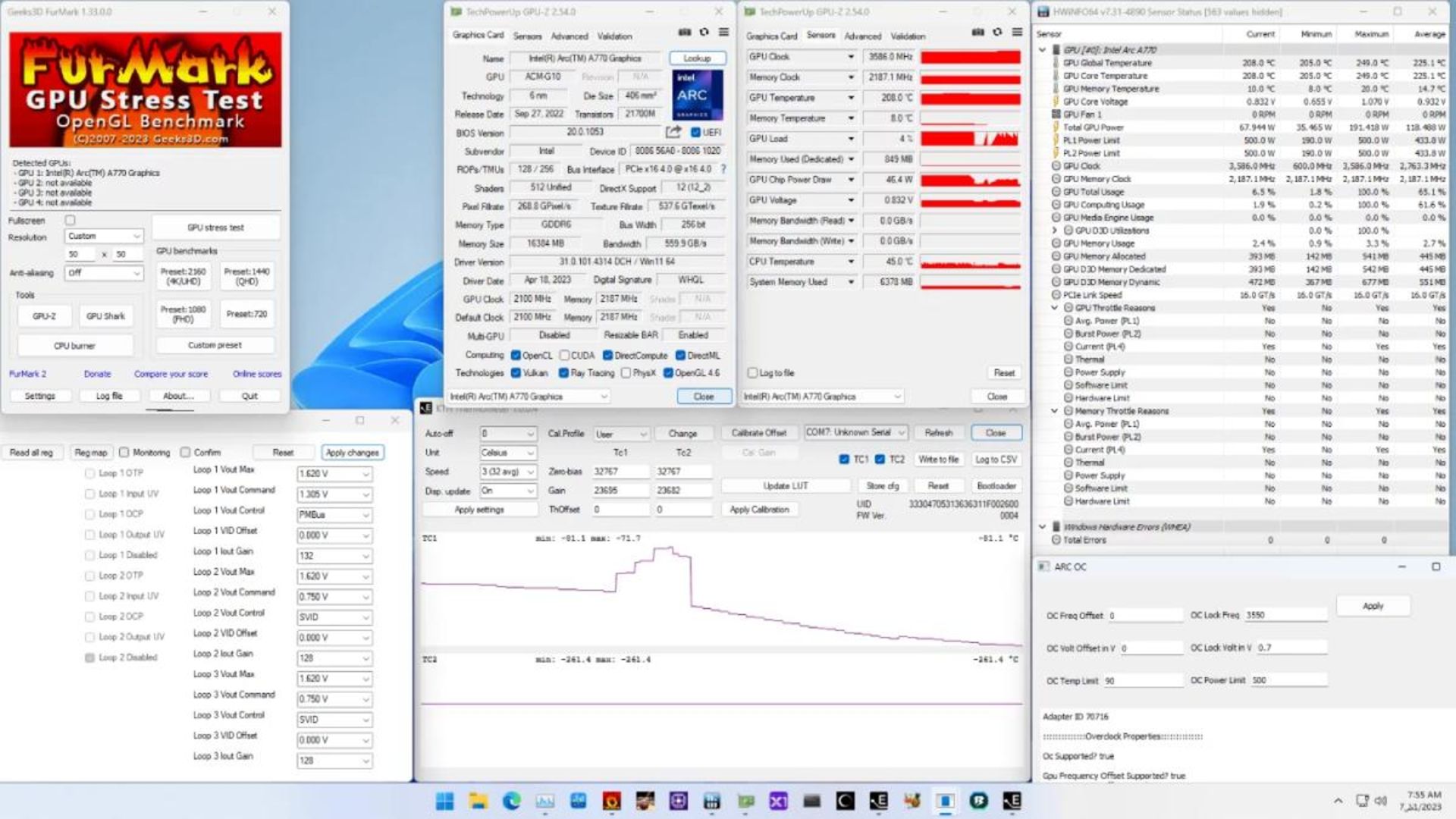 امتیاز 3dmark نسخه اورکلاک کارت گرافیک اینتل Arc A770