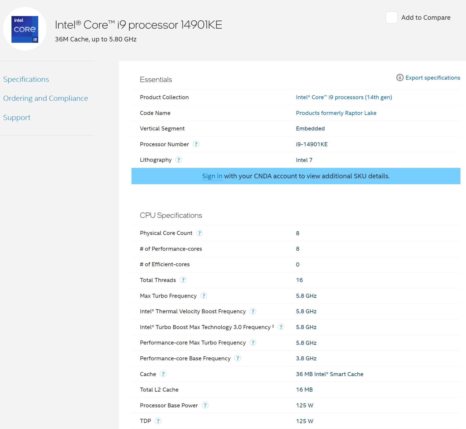 مشخصات core i9 14901ke اینتل