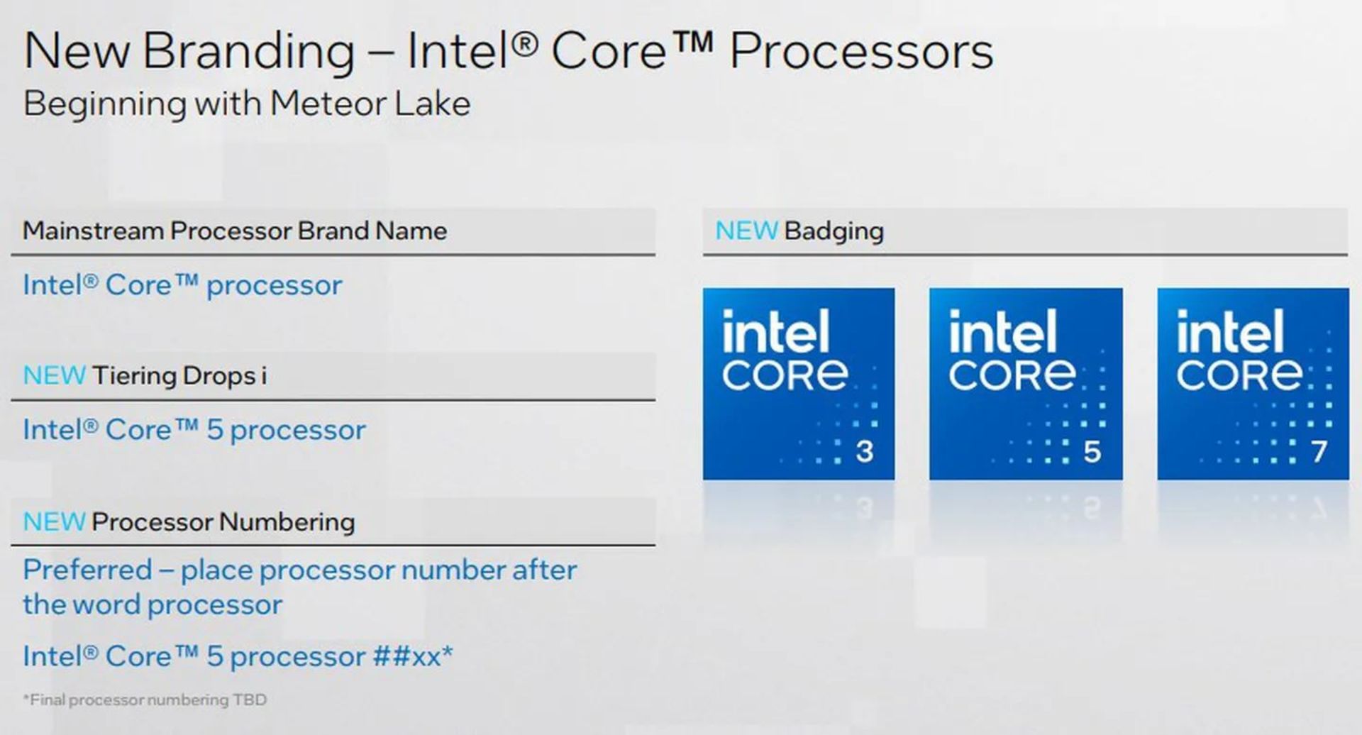 نام گذاری جدید پردازنده های اینتل