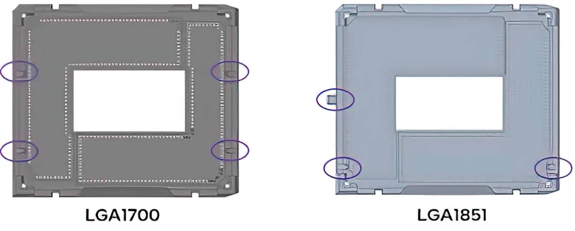 سوکت LGA 1700 در کنار LGA 1851