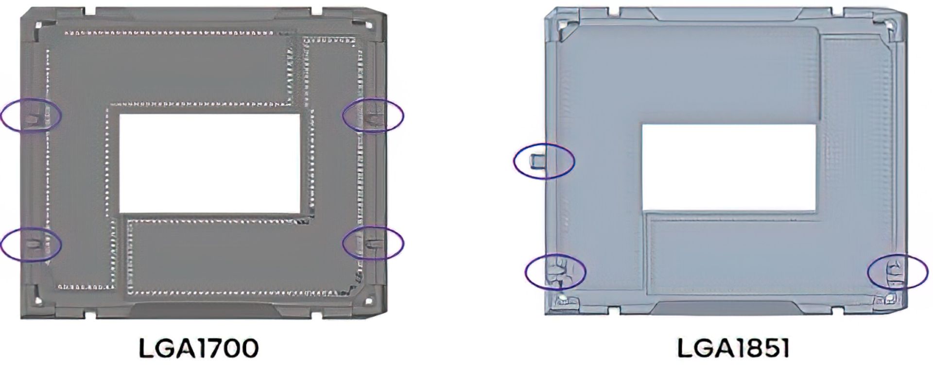 سوکت LGA 1700 در کنار LGA 1851