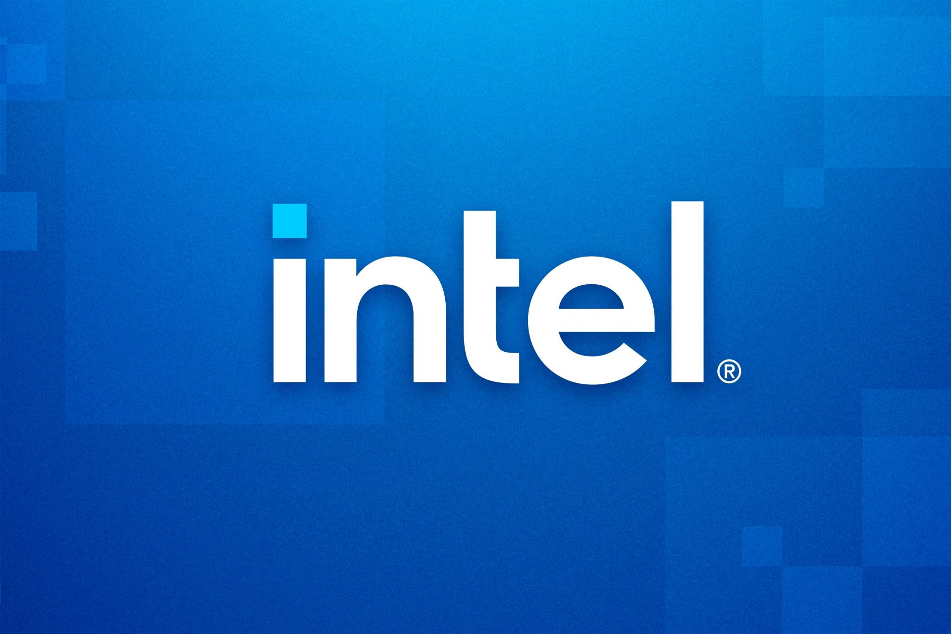 لوگو اینتل Intel در پس زمینه آبی