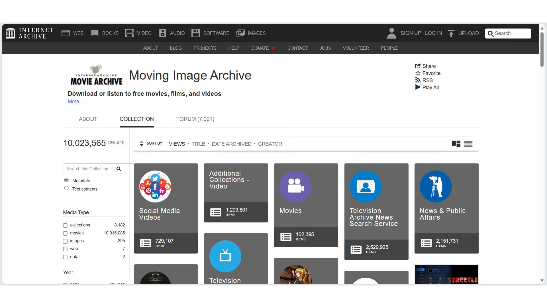 اسکرین شات وبسایت Internet Archive