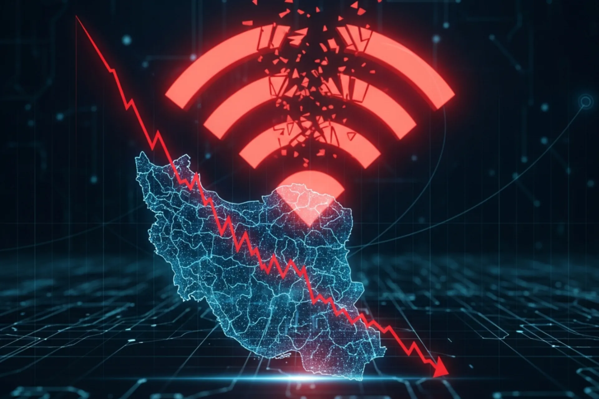 نمودار گرافیکی کاهش شدید ترافیک اینترنت