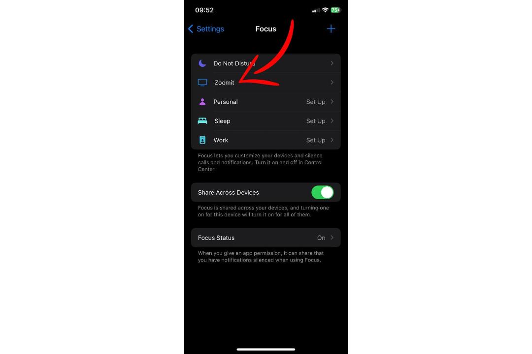 صفحه فوکوس در iOS 16