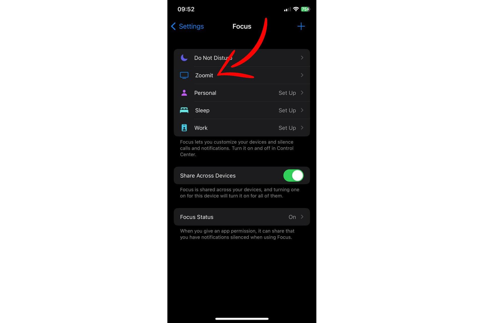 صفحه فوکوس در iOS 16