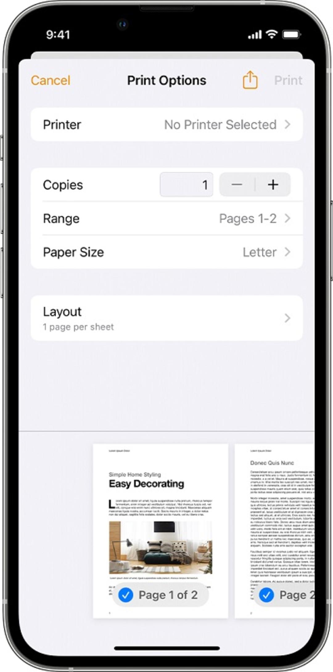 پرینت با آیفون با برنامه AirPrint