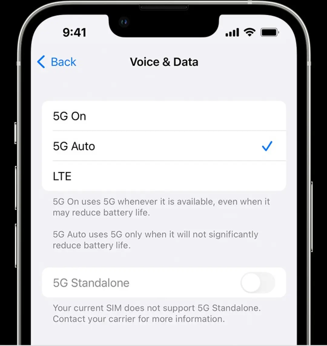 تنظیمات 5G در گوشی آیفون ۱۳ پرو