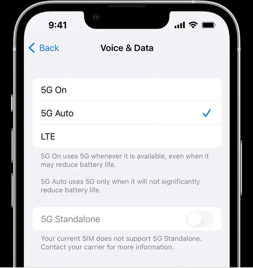 تنظیمات 5G در گوشی آیفون ۱۳ پرو