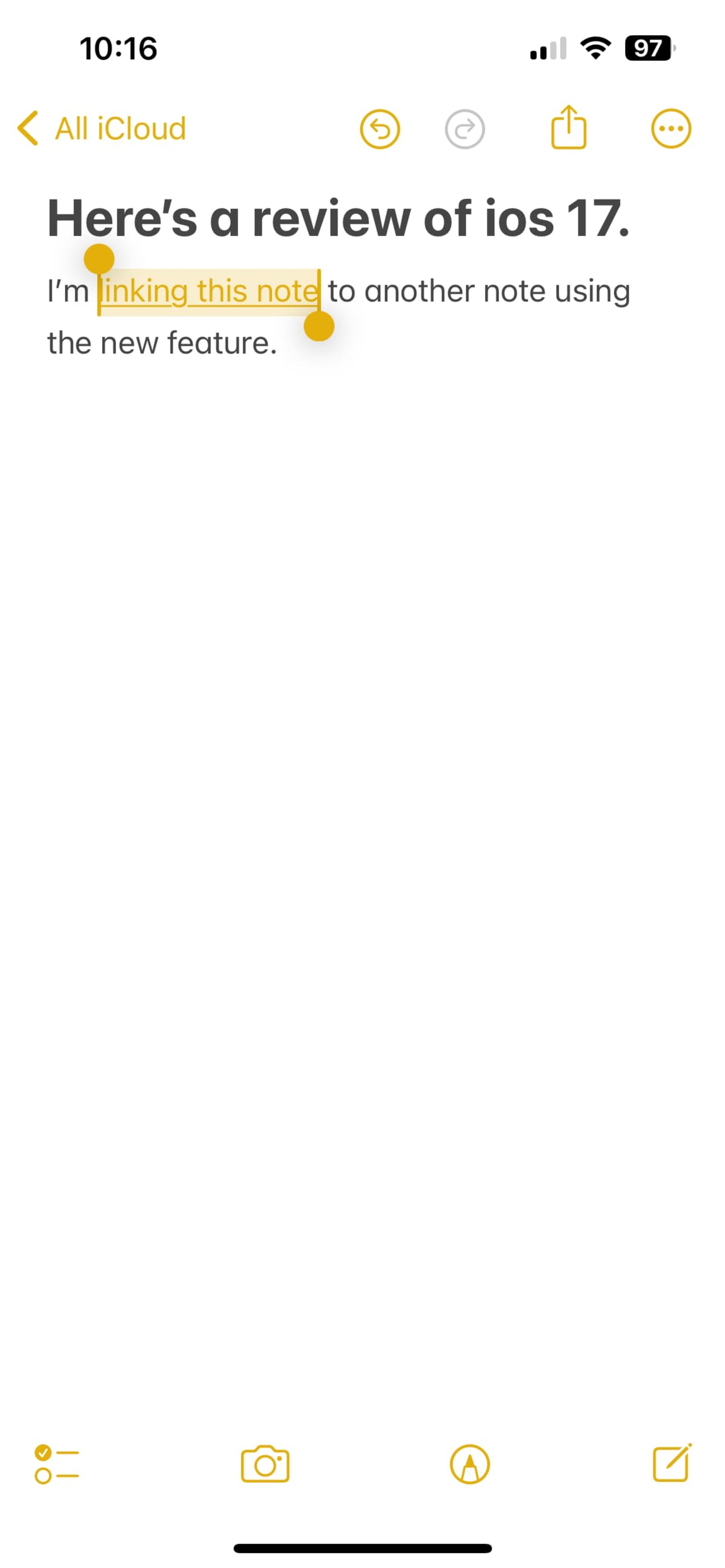 ios 17 linking notes