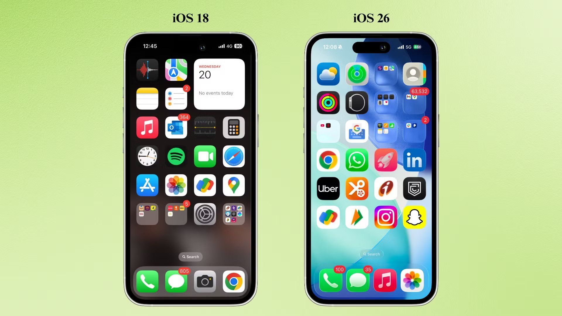 ios 18 و ios 26