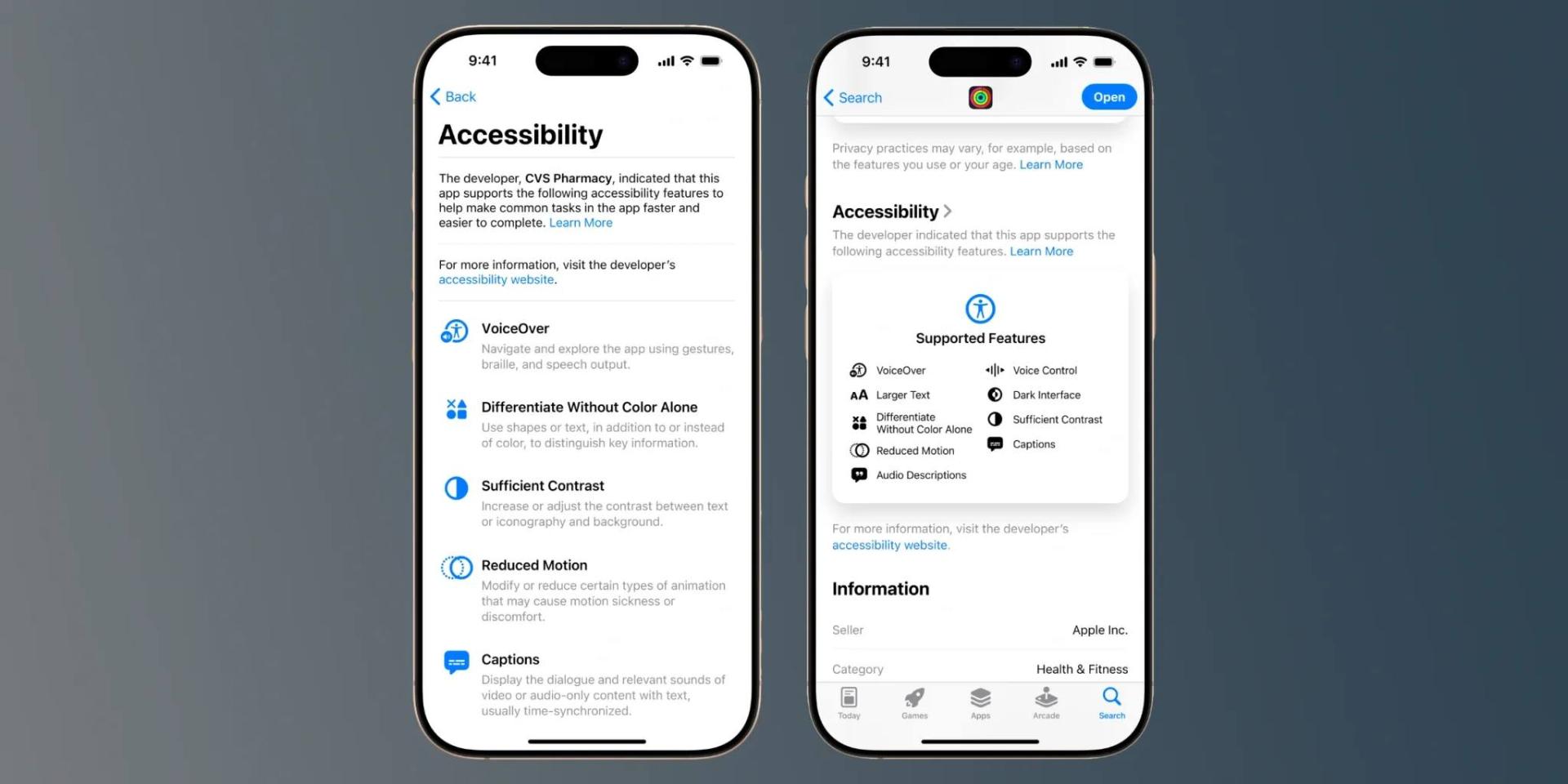 برچسب Accessibility اپ استور