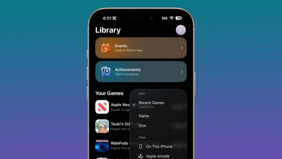 اپلیکیشن games در ios 26.2