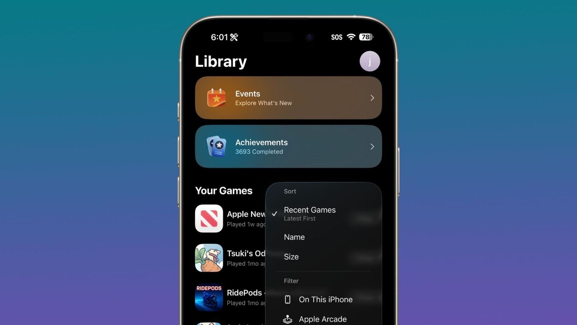اپلیکیشن games در ios 26.2