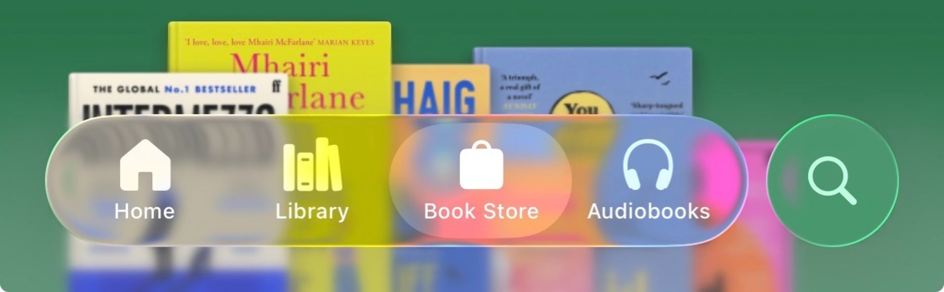 طراحی نوار تب اپلیکیشن Books در iOS 26
