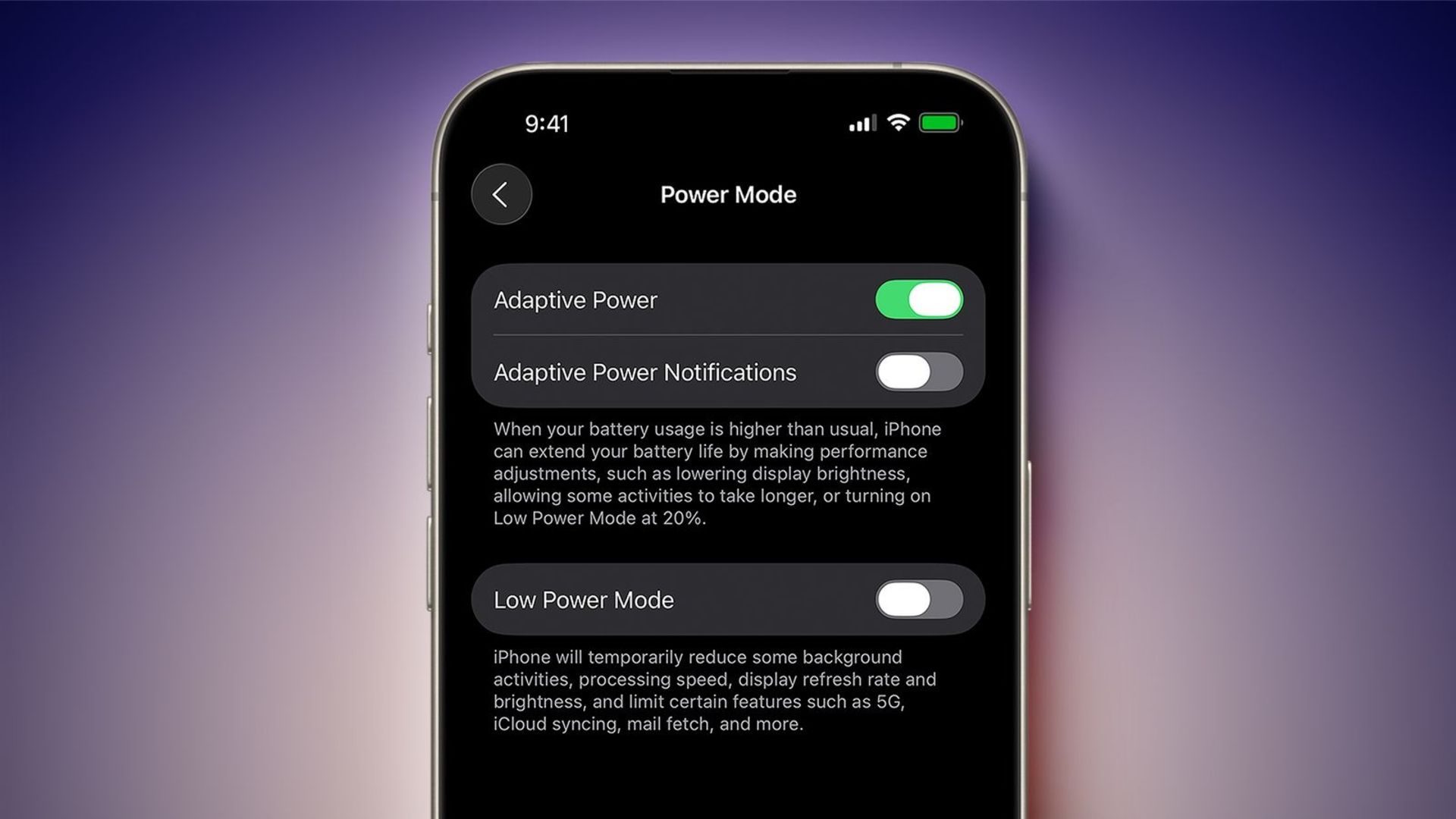 تنظیمات و تغییرات بخش باتری در سیستم‌عامل iOS 26
