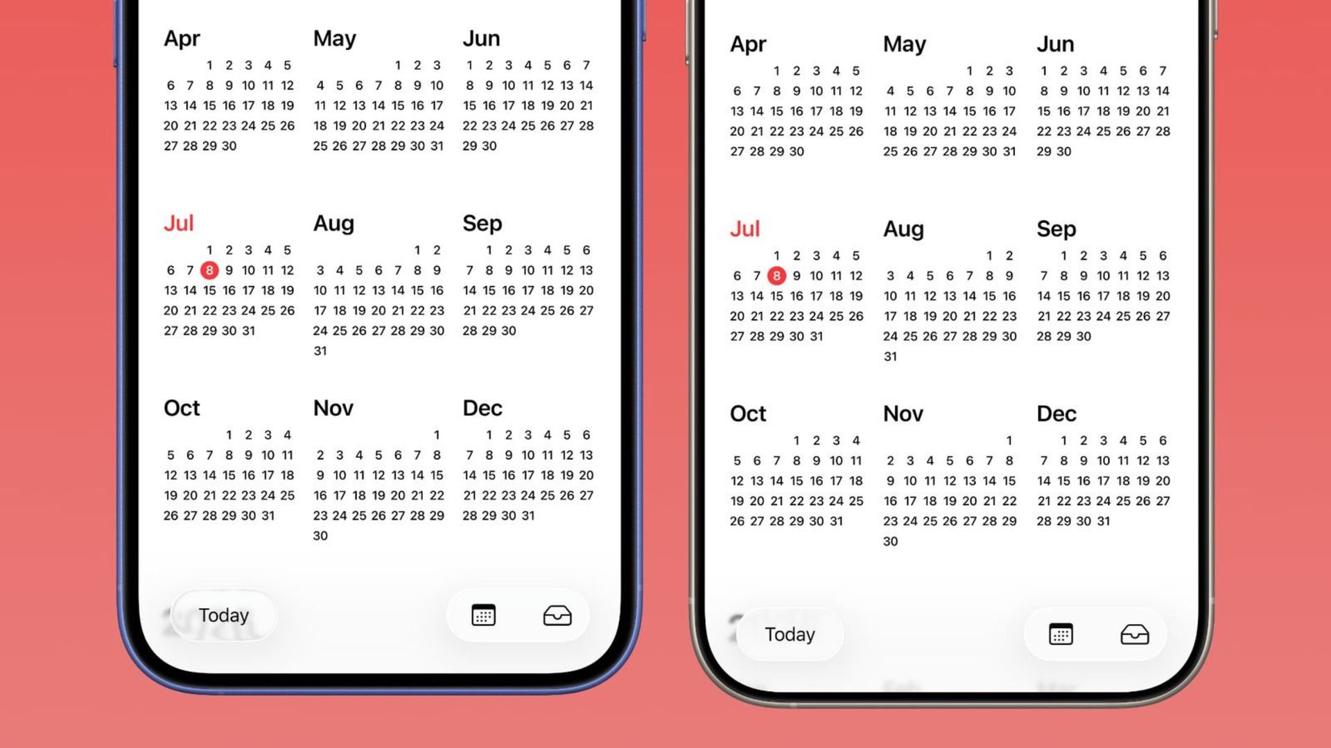 ios 26 بتا ۳ درمقابل ios 26 بتا ۲ - تقویم