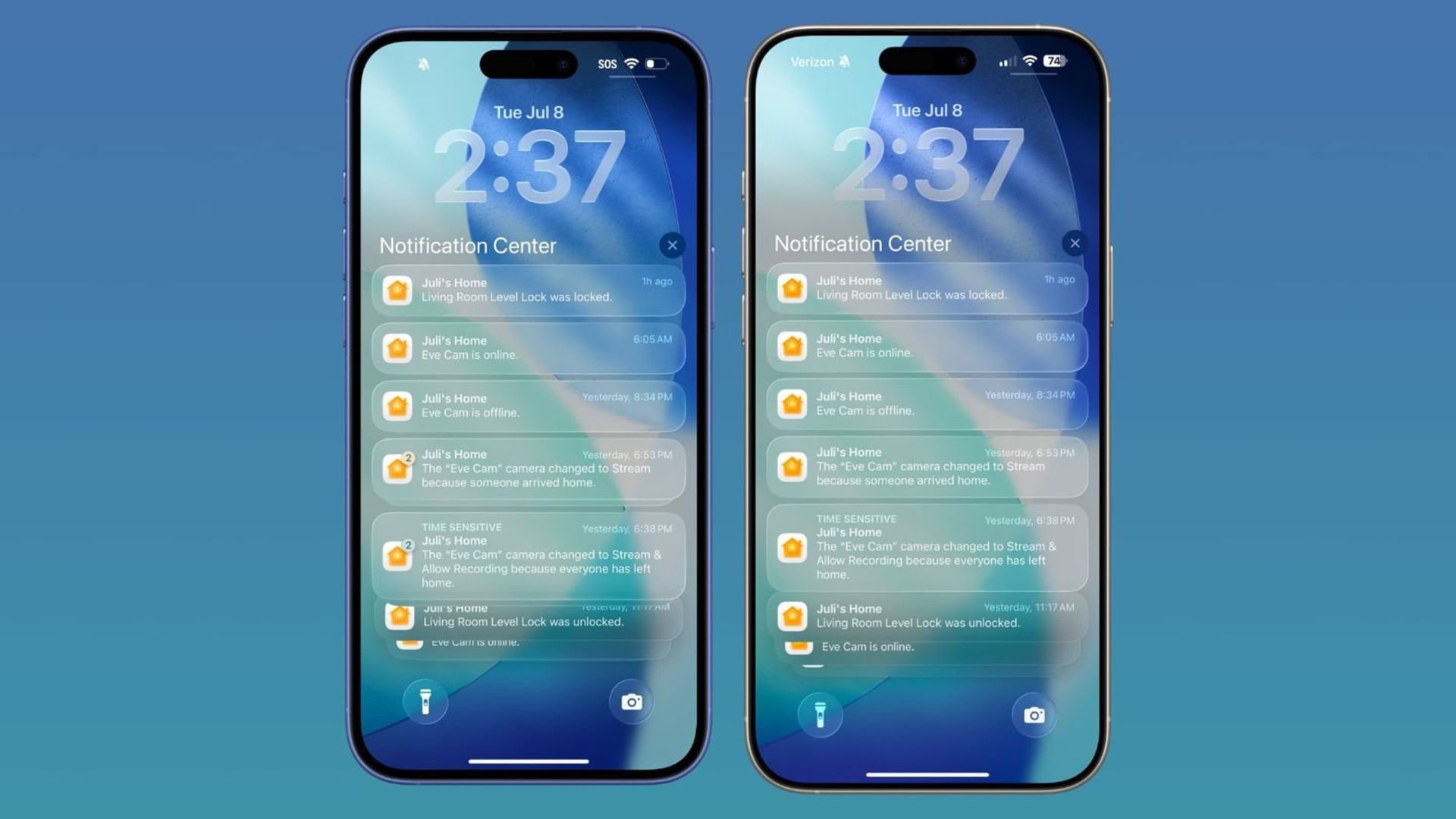ios 26 بتا ۳ درمقابل ios 26 بتا ۲ - لاک اسکرین