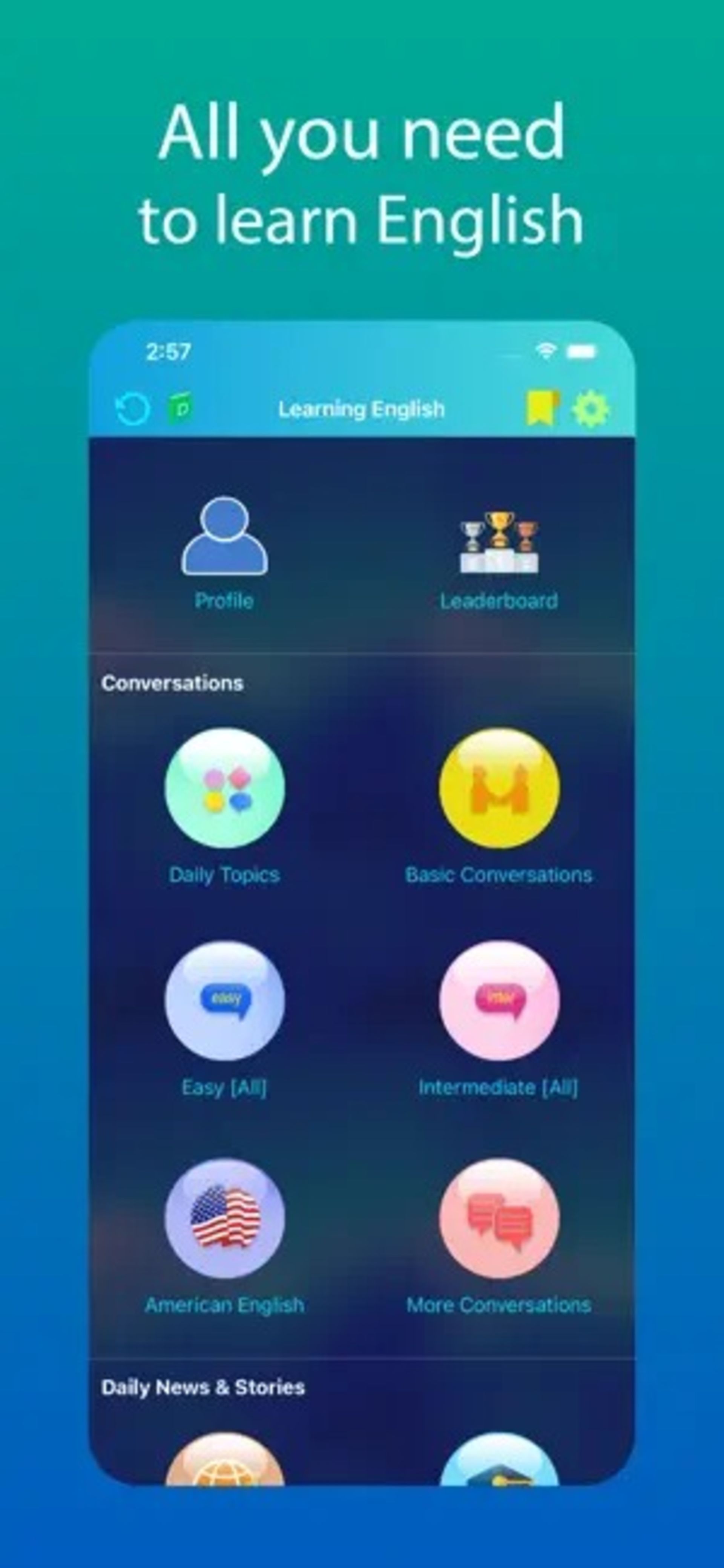 اپلیکیشن آموزش زبان انگلیسی  English conversation practice