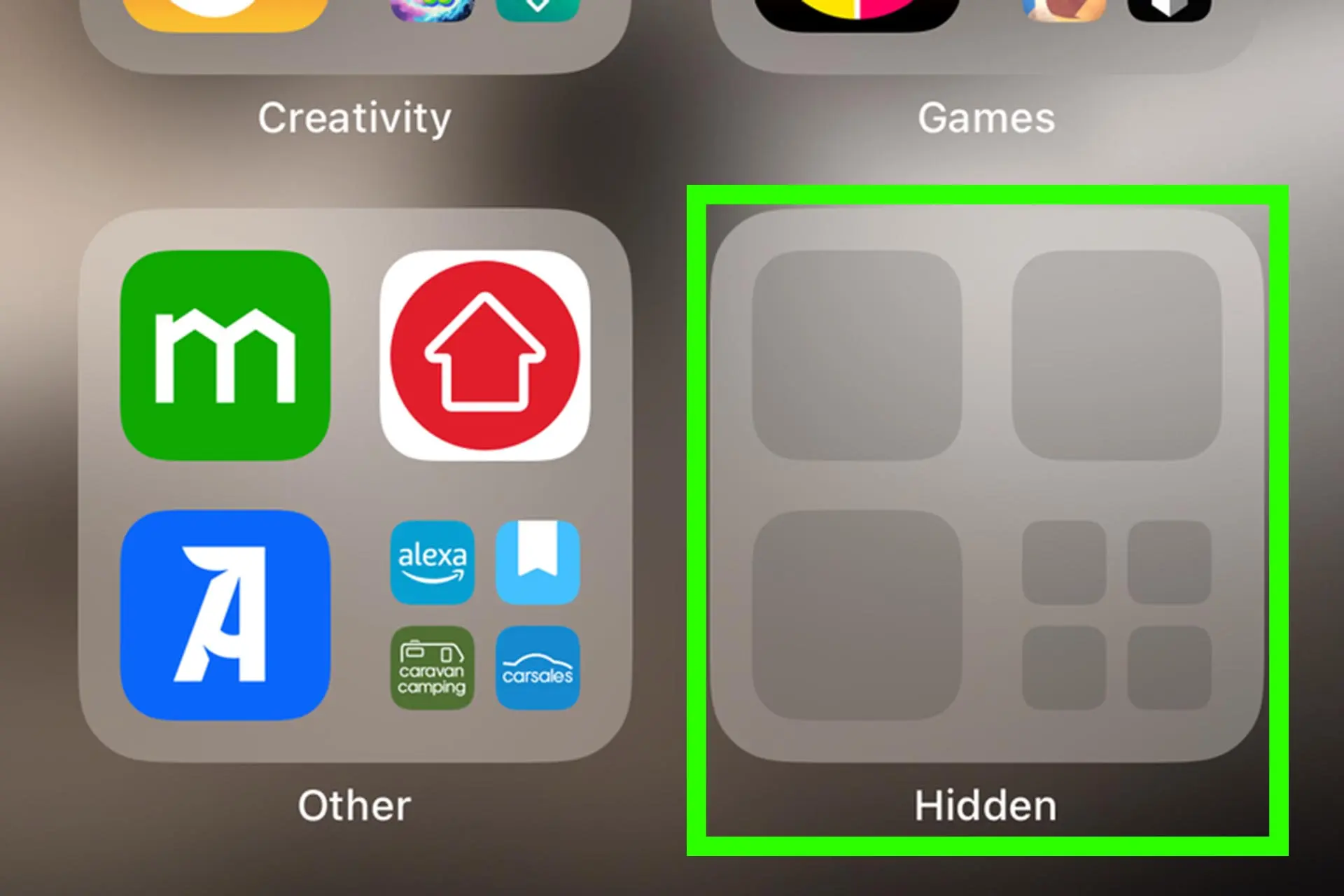 پوشه‌ی Hidden در App Library آیفون