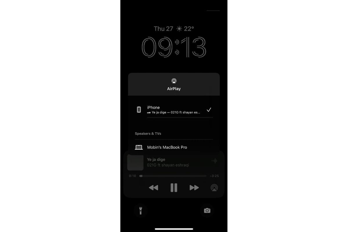 iOS iPhone lock screen with music playback