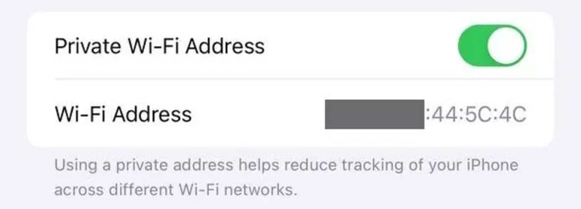 تنظیمات Private Wi-Fi Address در iOS