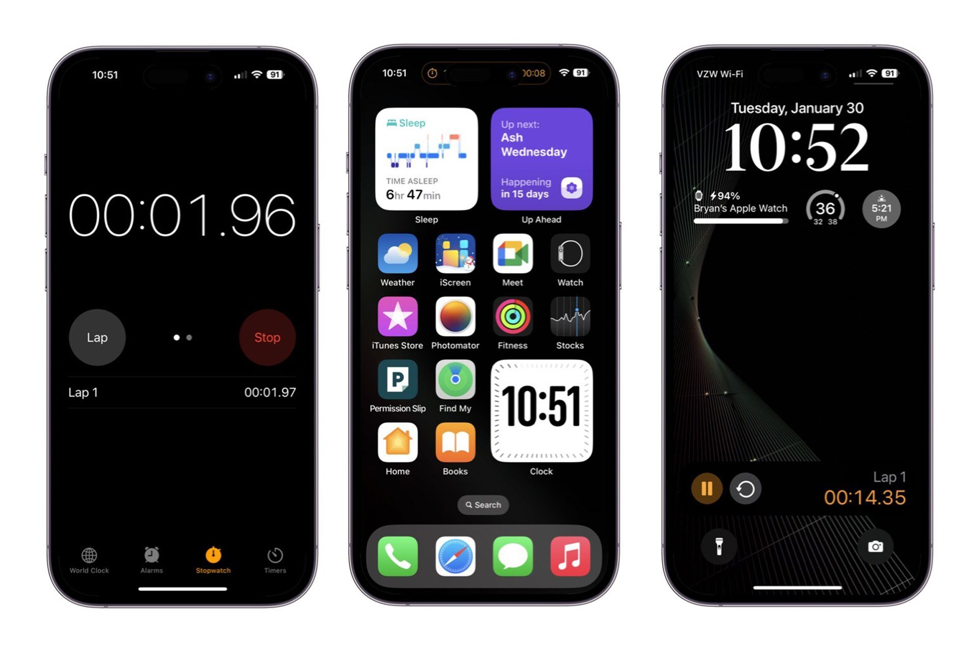نمایش اپلیکیشن ساعت و صفحه قفل آیفون در iOS 17
