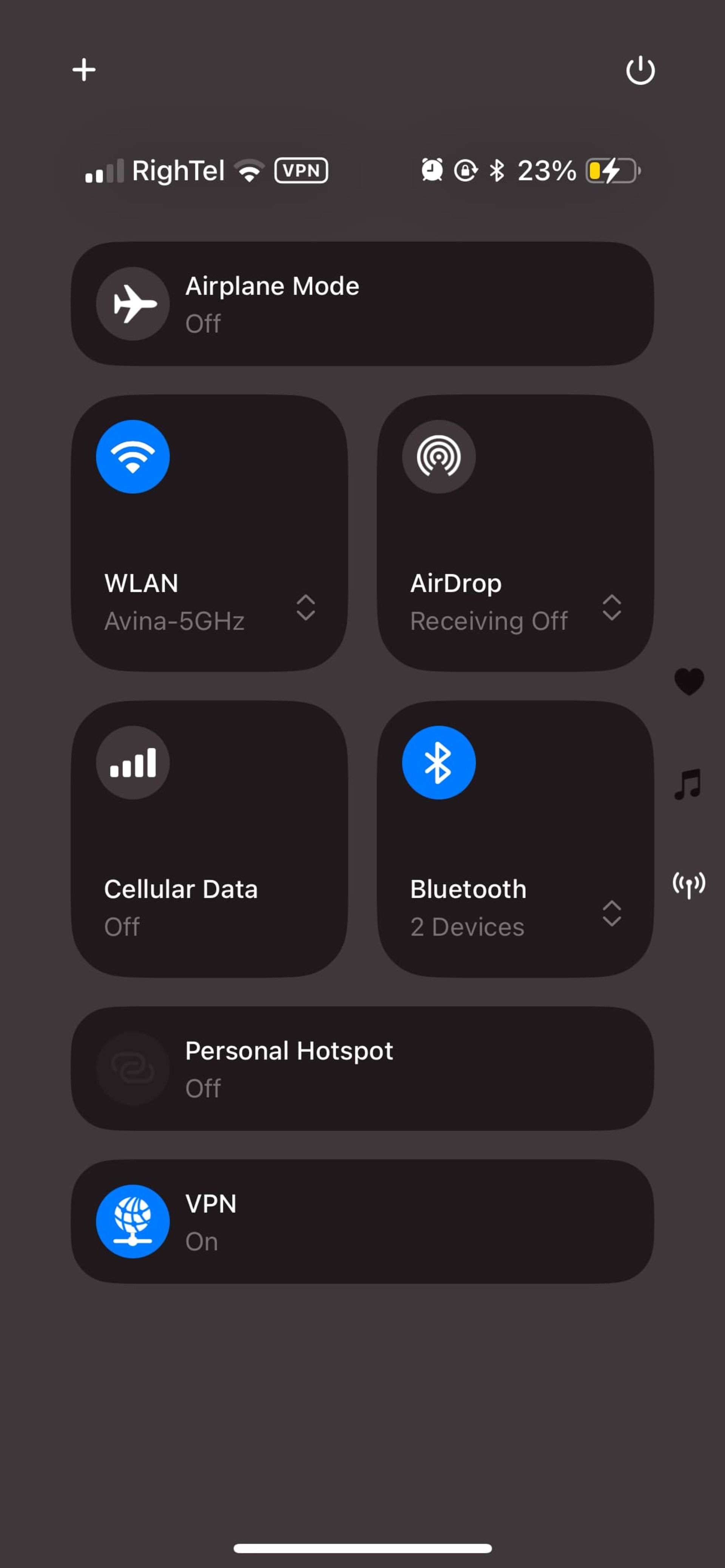 Connections section in Control Center iOS 18