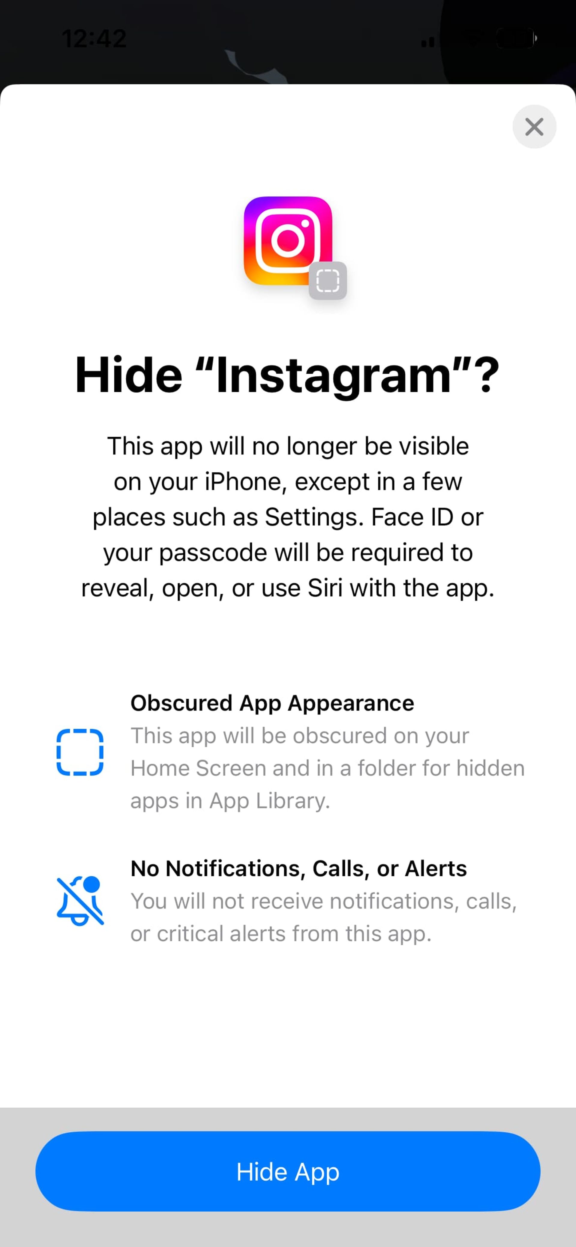 Locking the application with Face ID in iOS 18