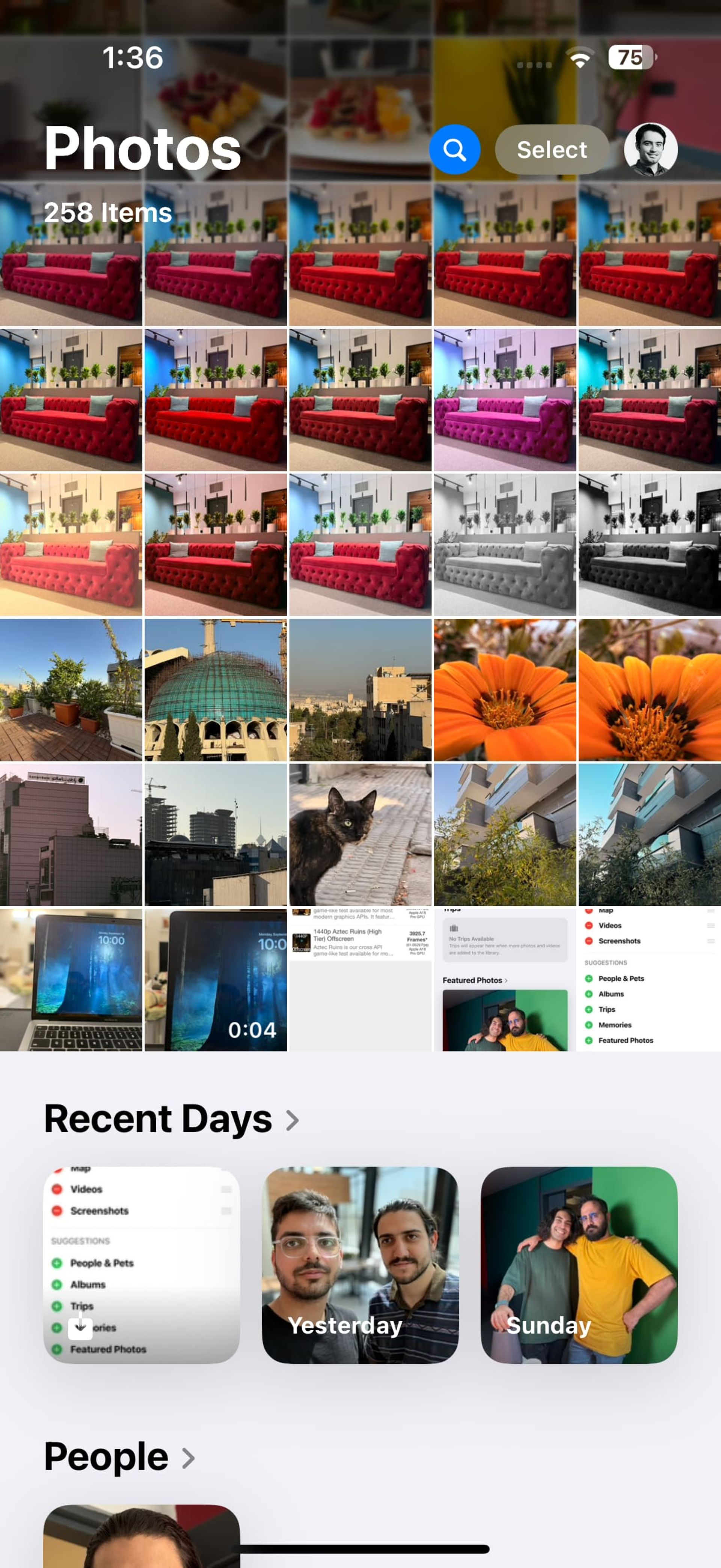 The new Photos view in iOS 18