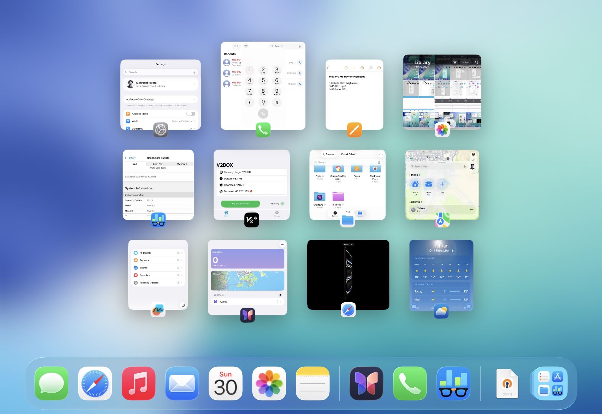 نمایش یک‌جای اپ‌های در حال اجرا در iPadOS 26