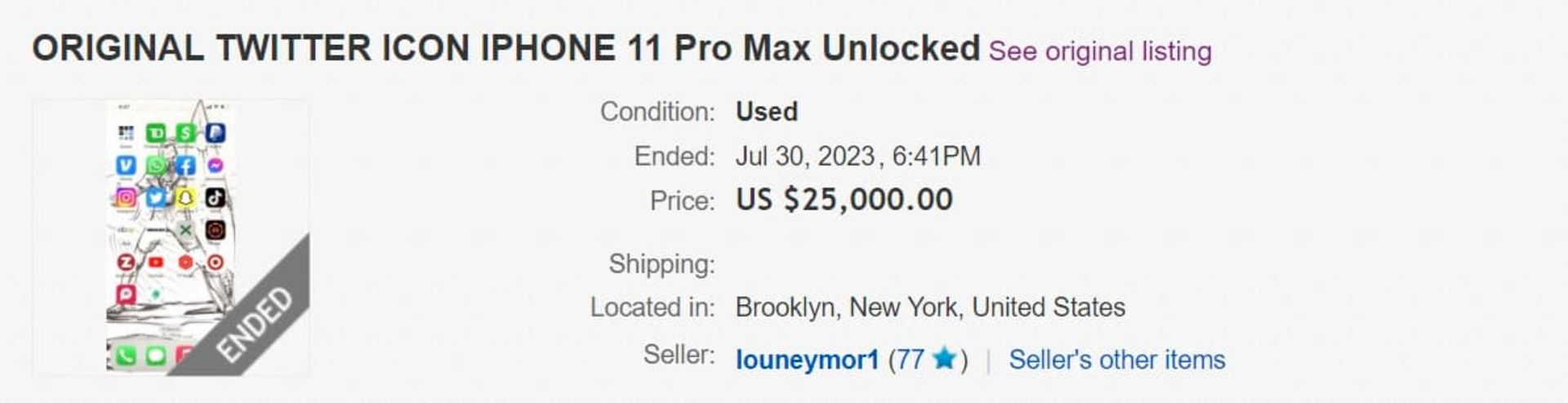 آیفون ۱۱ پرو مکس با نسخه قدیمی توییتر در eBay