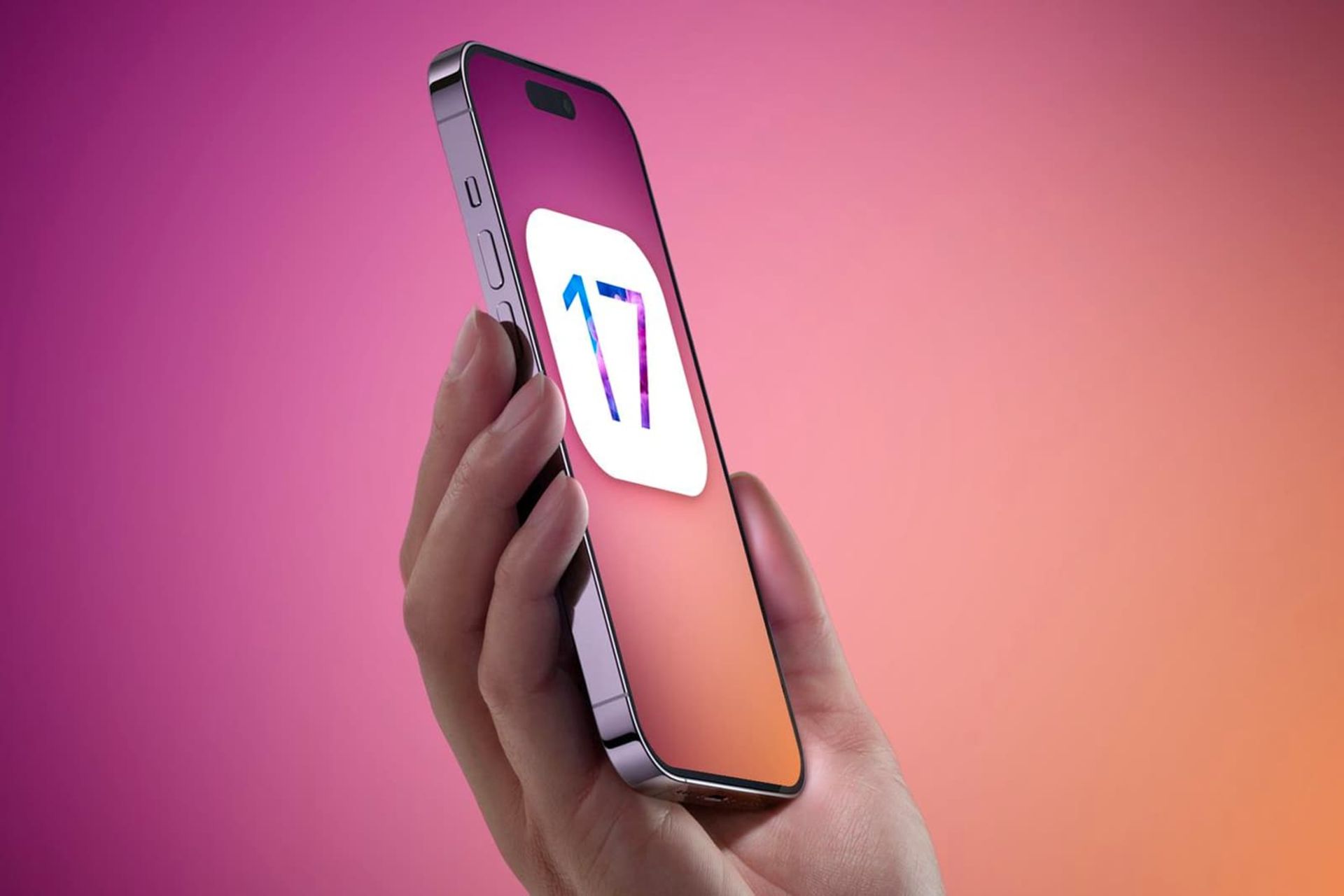 لوگو iOS 17 روی آیفون ۱۴ پرو مکس اپل