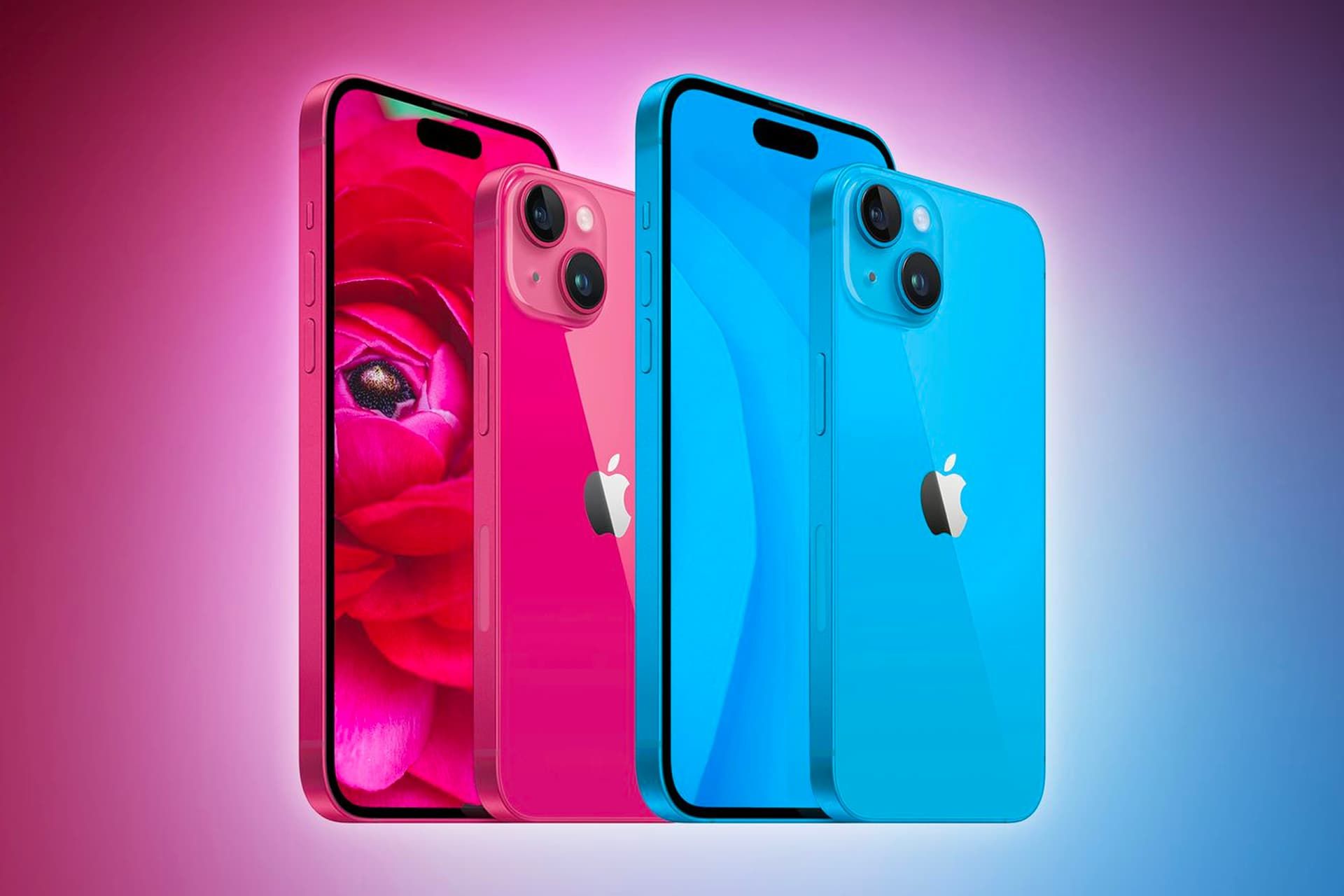 رنگ آبی و صورتی آیفون ۱۵ و آیفون ۱۵ پلاس غیررسمی