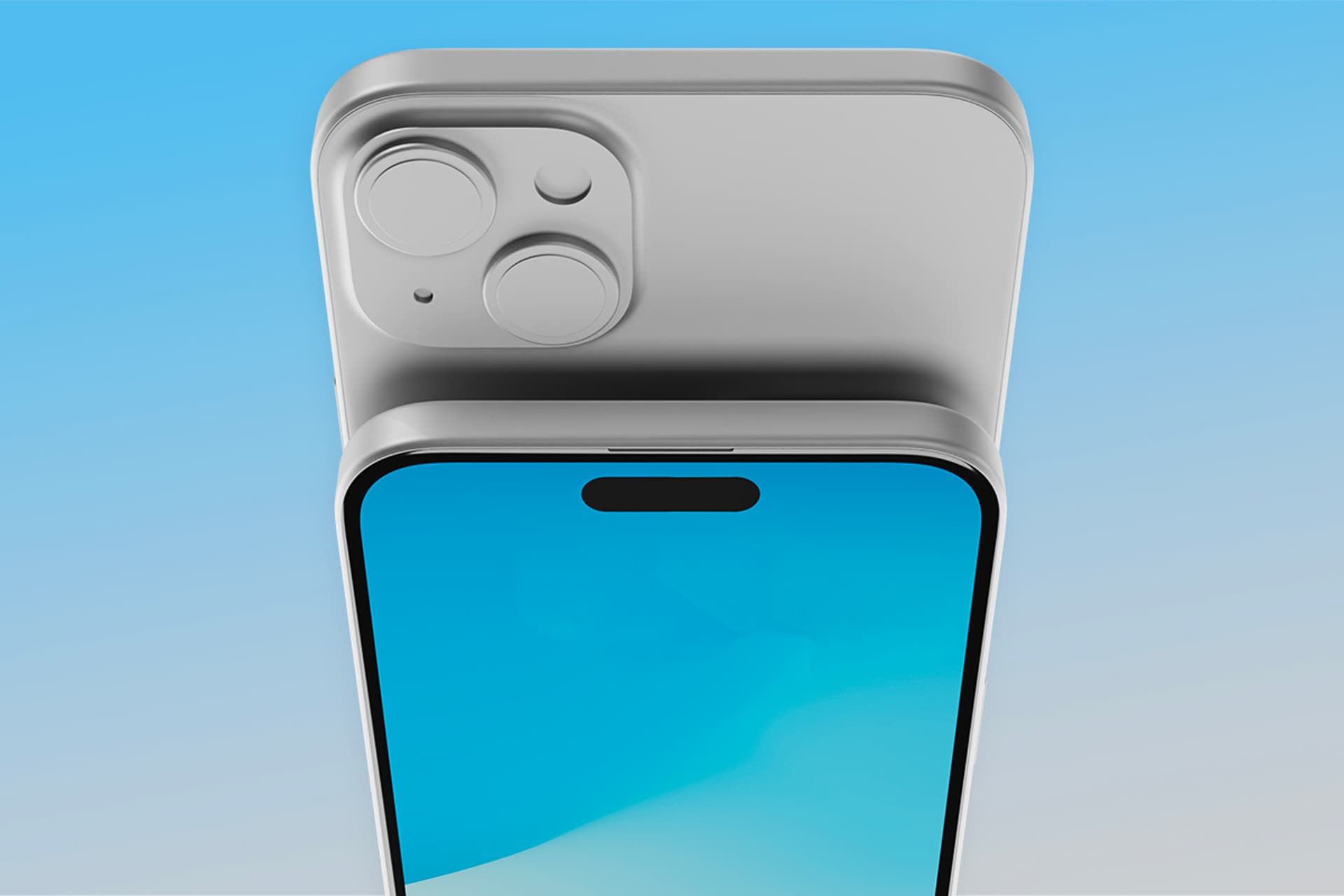 نمای بالایی آیفون ۱۵ پلاس رندر غیررسمی