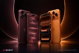 گوشی‌های هوشمند آیفون (iPhone) با رنگ‌های بنفش و طلایی در کنار هم