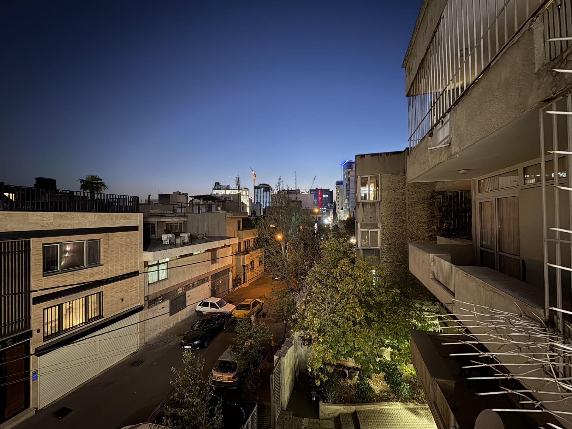 View of the buildings around the Zomit office on Pakistan Street - iPhone 16 ultrawide camera in the dark