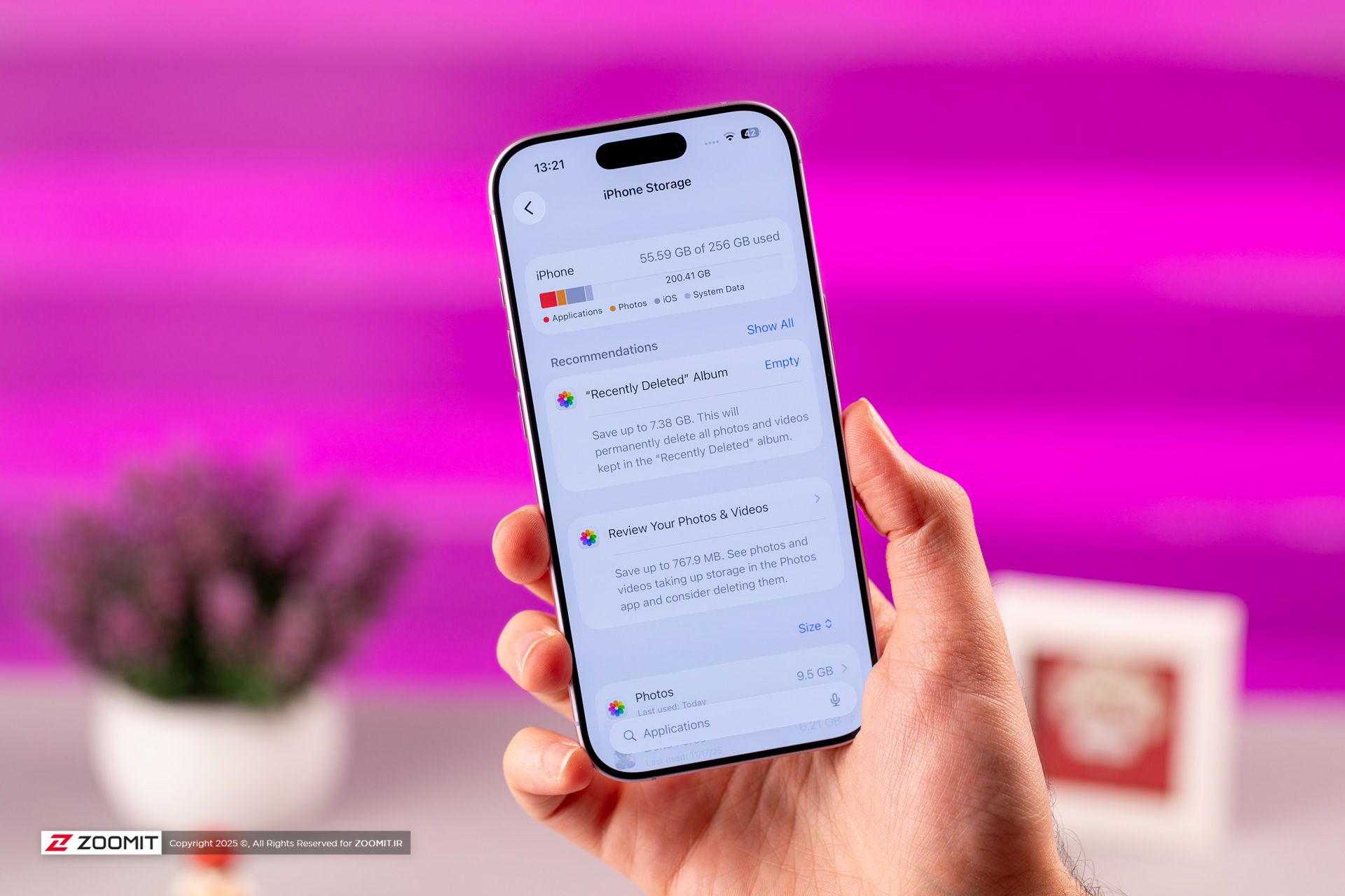 نمای فضای باقیمانده گوشی