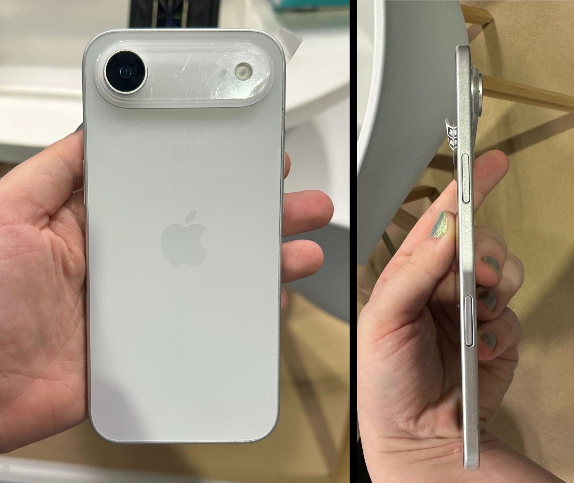 پنل پشت و فریم جانبی آیفون ۱۷ ایر در دست یک شخص