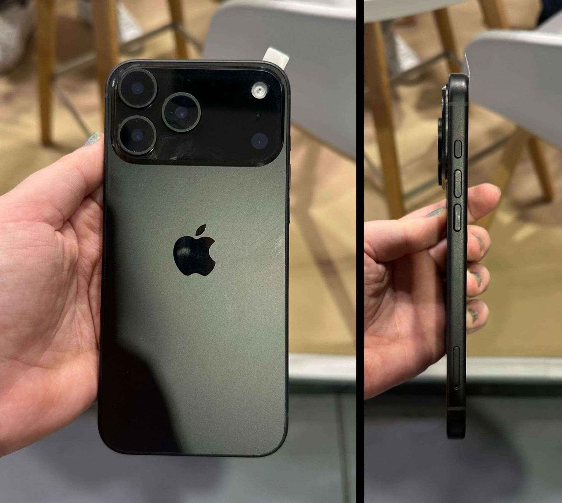 پنل پشت و فریم جانبی آیفون ۱۷ پرو مکس در دست یک شخص