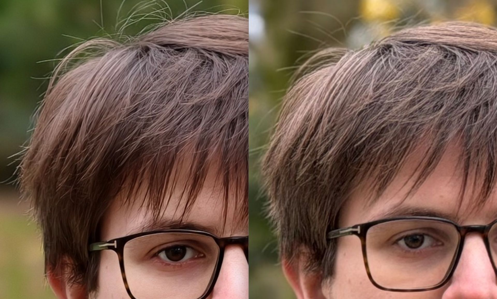 مو و عینک یک پسر جوان از نمای نزدیک