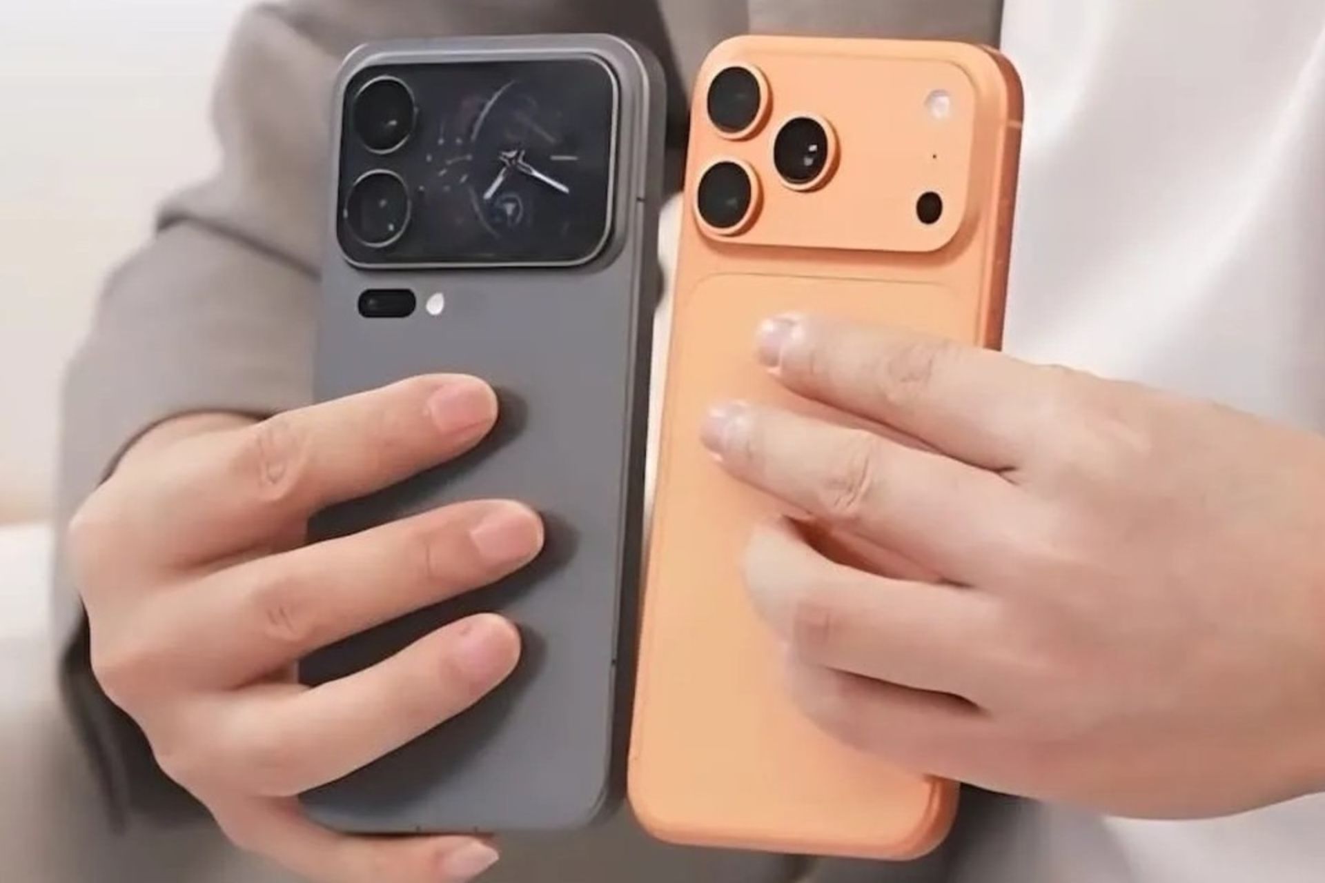 آیفون ۱۷ پرو مکس و شیائومی ۱۷ پرو مکس کنار هم