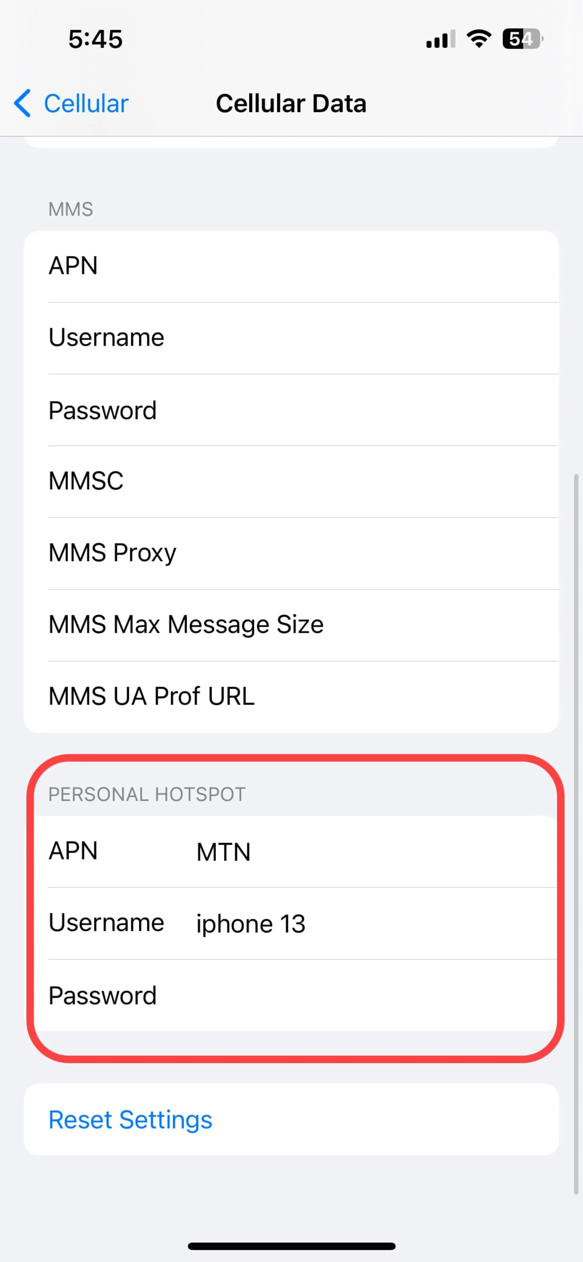 تنظیمات APN آیفون