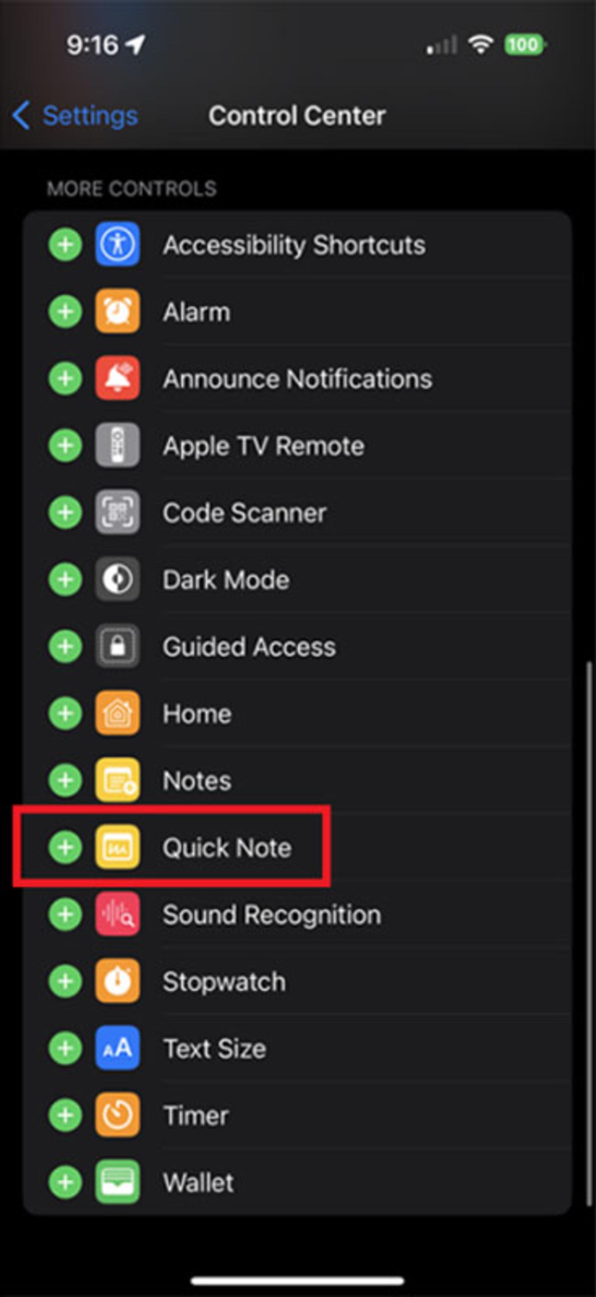 تنظیمات Control Center آیفون