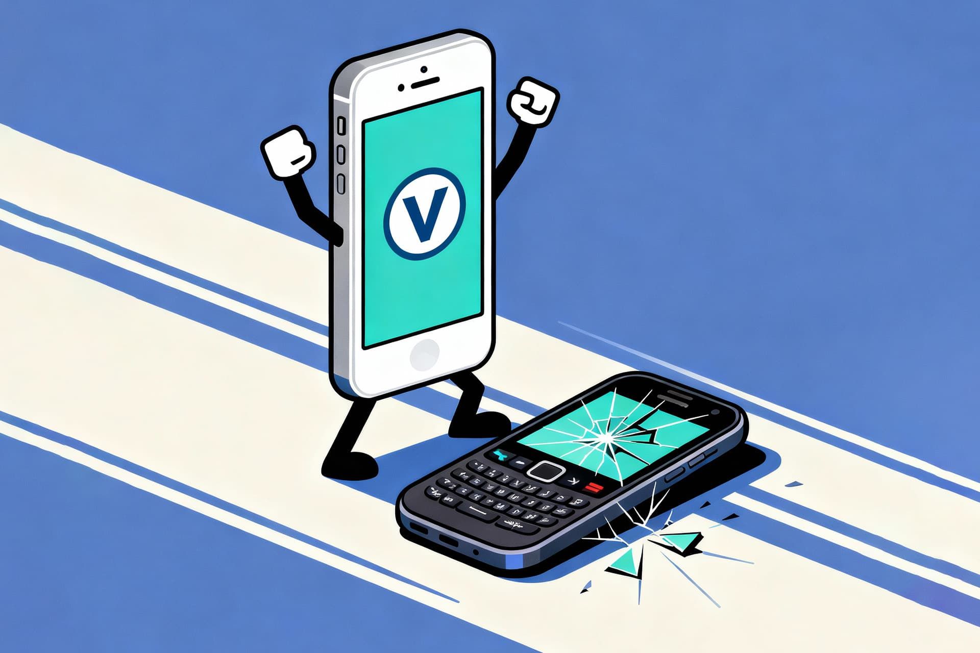 طرح وکتور از آیفون درحال شکستن بلک‌بری 