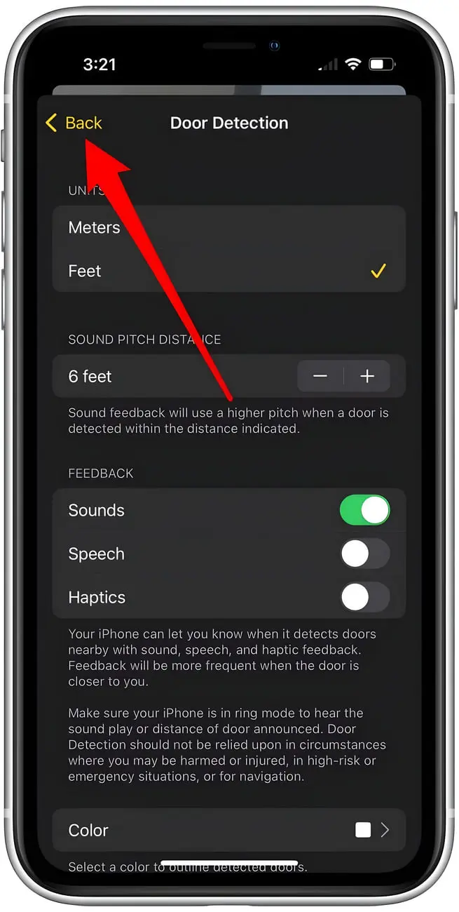 تنظیمات قابلیت تشخیص در (Door Detection) در گوشی آیفون (iPhone)