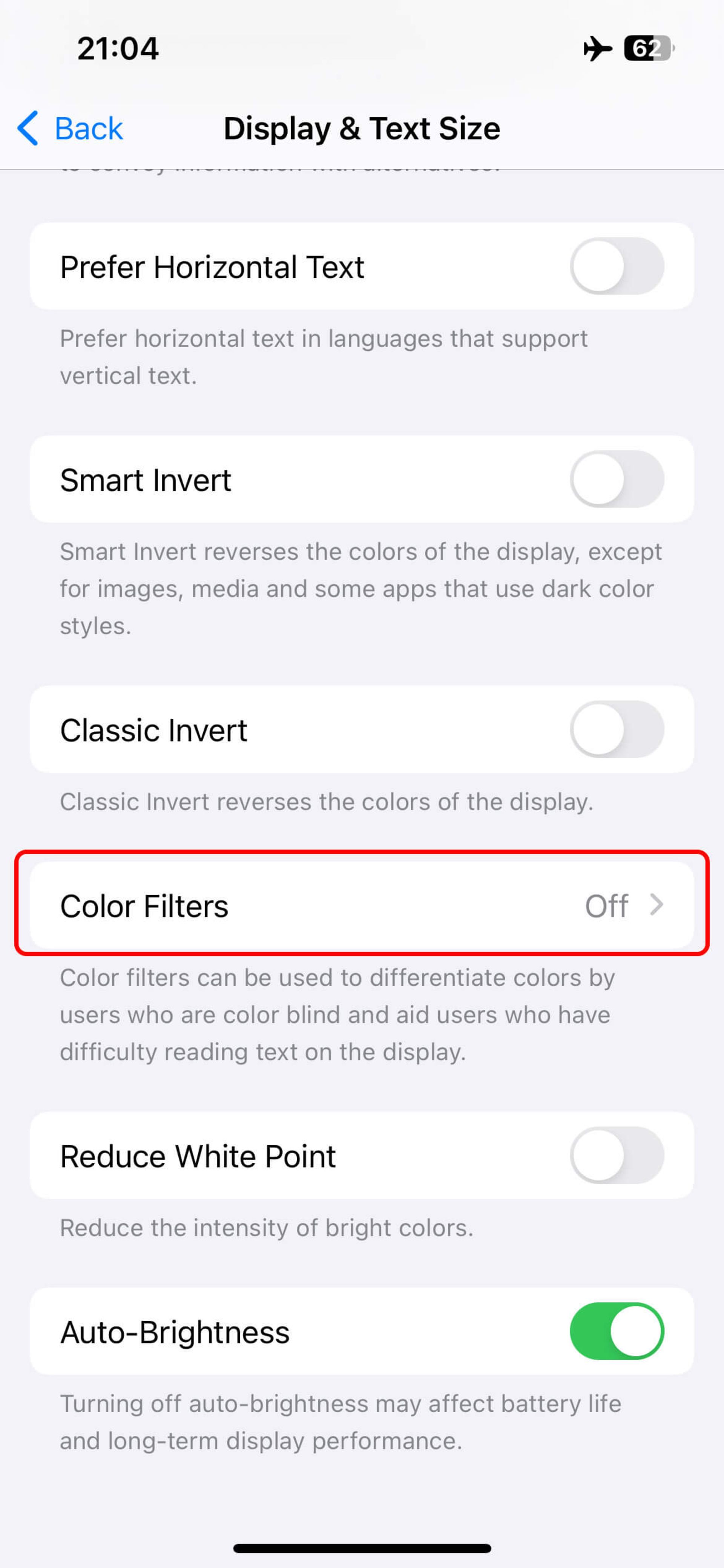 صفحه Display & Text Size آیفون